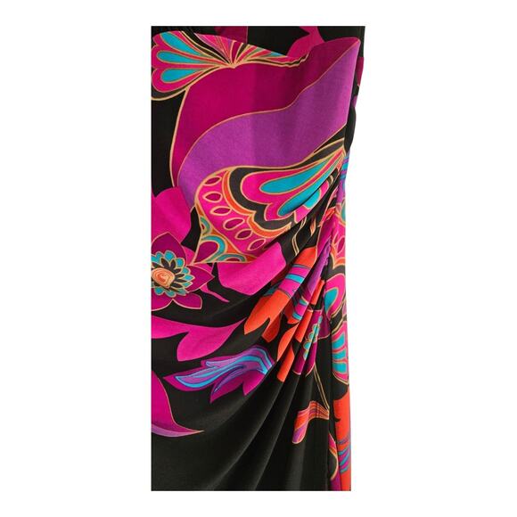 Evan-Picone Dress Sleeveless RETRO Floral Stretch Pullover Ruching MISSING SIZE - Picture 5 of 9